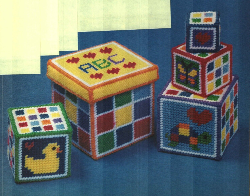 STACKING CUBES LEARNING TOY PLASTIC CANVAS PATTERN INSTRUCTIONS