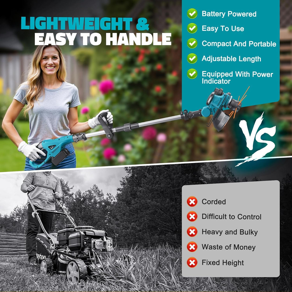 Cordless String Trimmer Compatible with Makita 18V (Tool Only), Weed Eater with