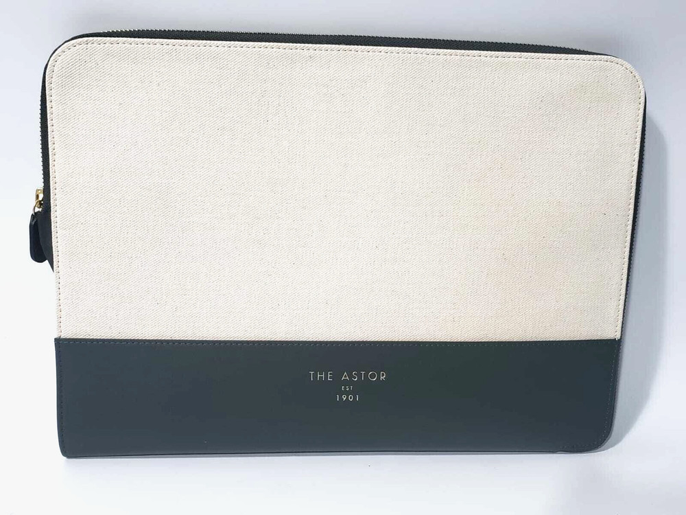 Leather Zippered Portfolio Document Case File Holder Organizer Bag