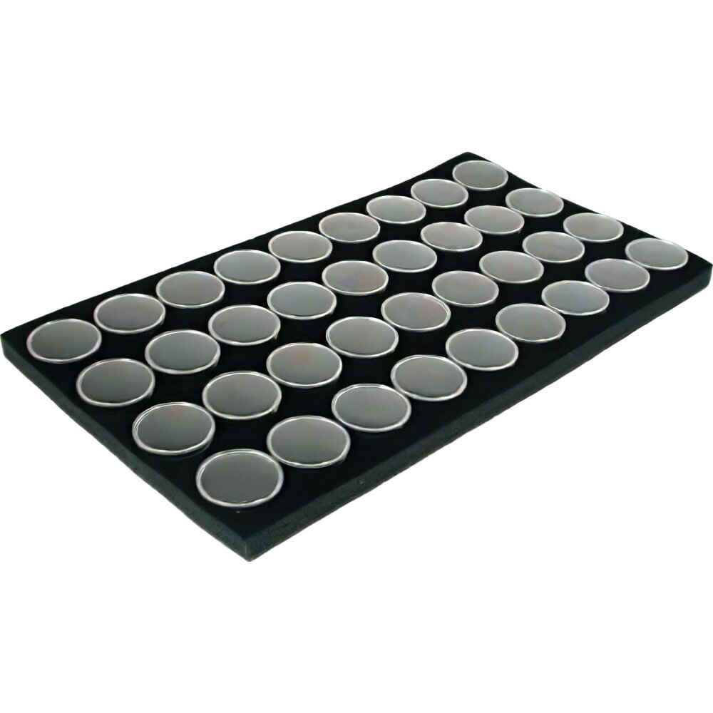 White Plastic Stackable Jewelry Display Tray w/ Black 36 Gem Jar Insert
