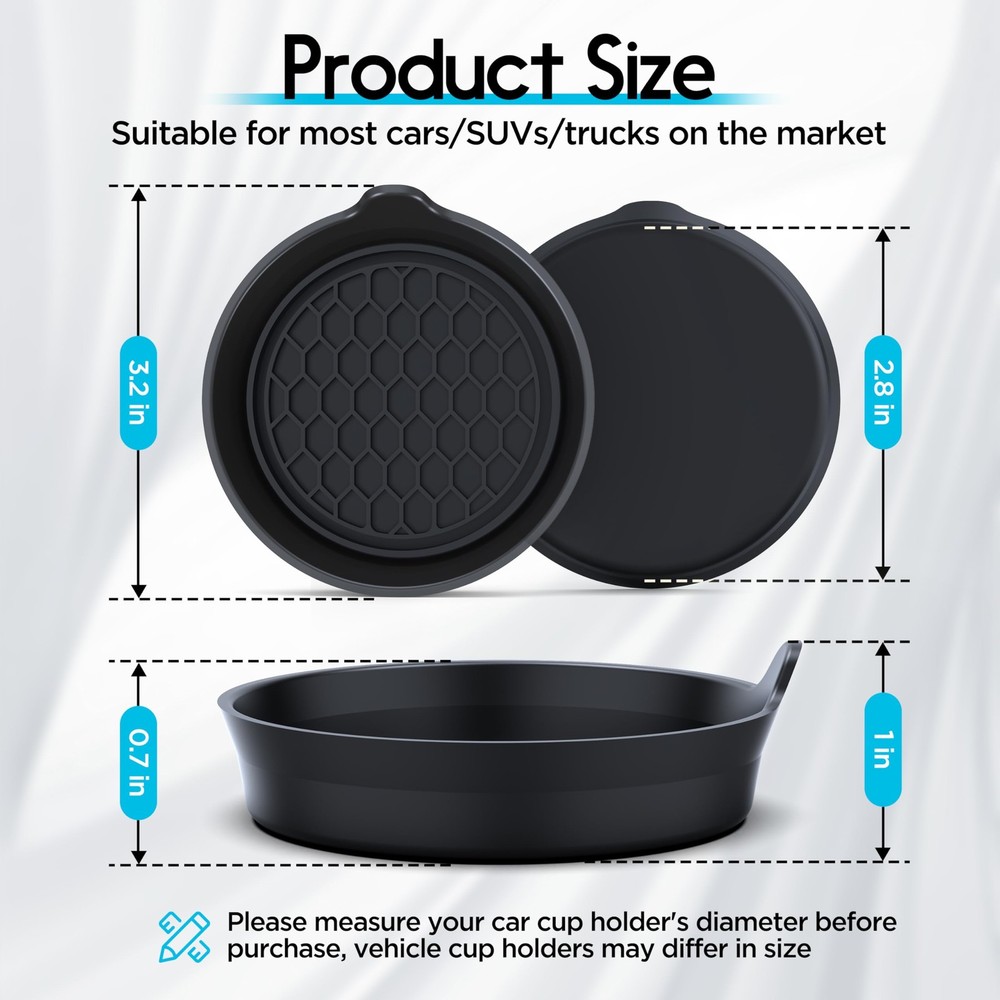 Universal Waterproof Car Cup Holders - Non-Slip Sift-Proof Coasters 4 Pack