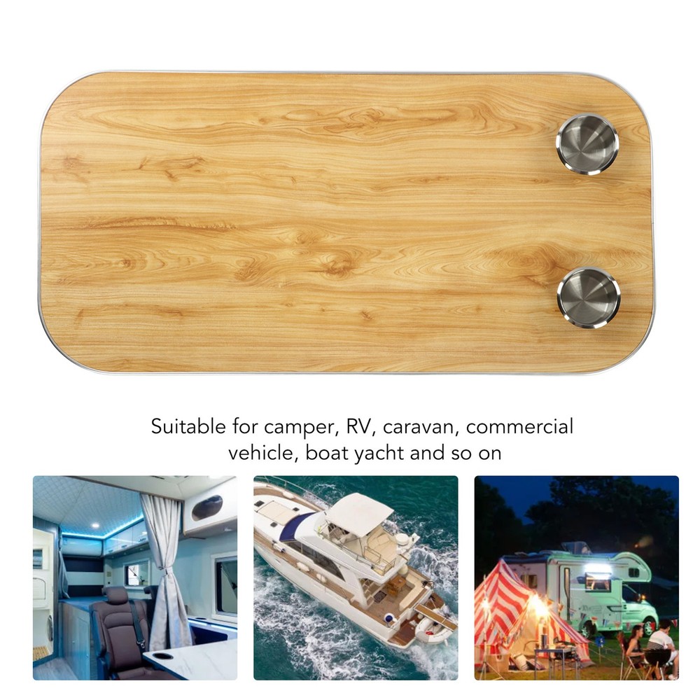 Boat Table Top With 2 Cup Holders Solid Wood Removable Desktop Panel For Caravan