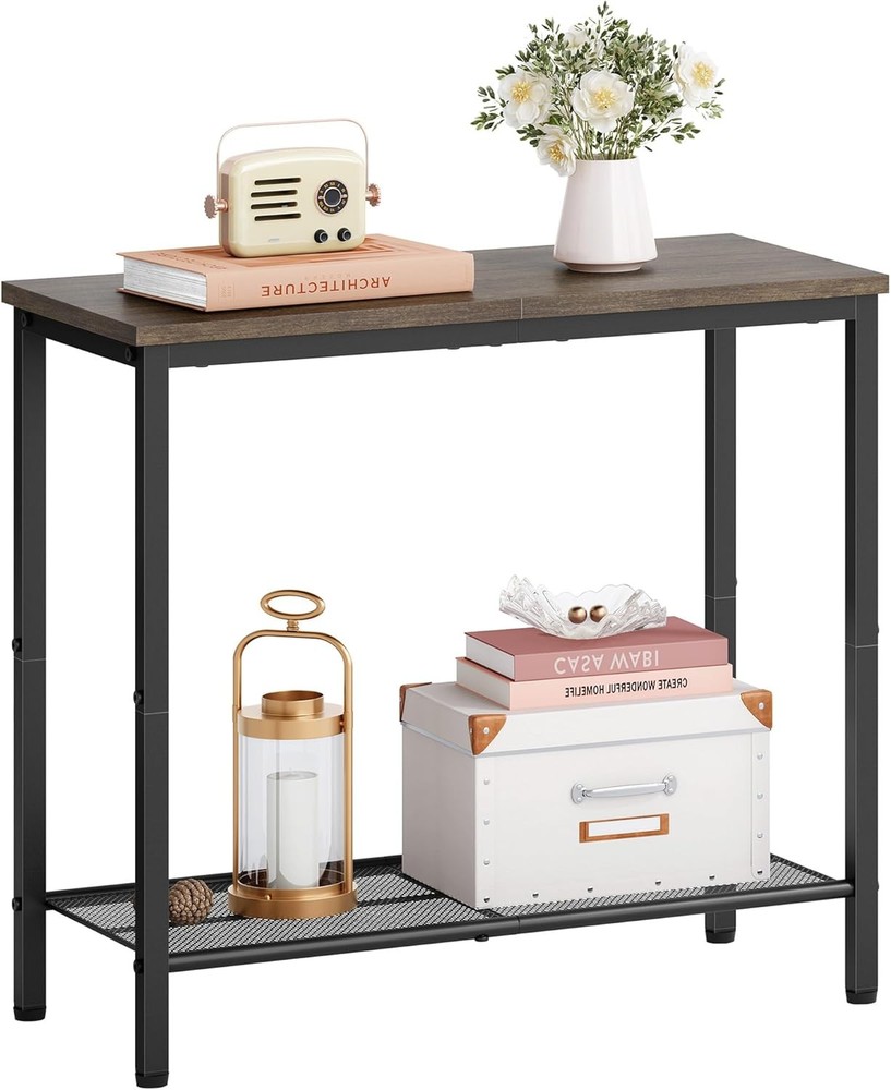 2 Tier End Table, Sofa Side Table, Narrow Side Table with Stora