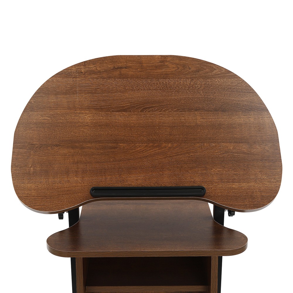 Height Adjustable Mobile Presentation Stand with Storage and Wheels