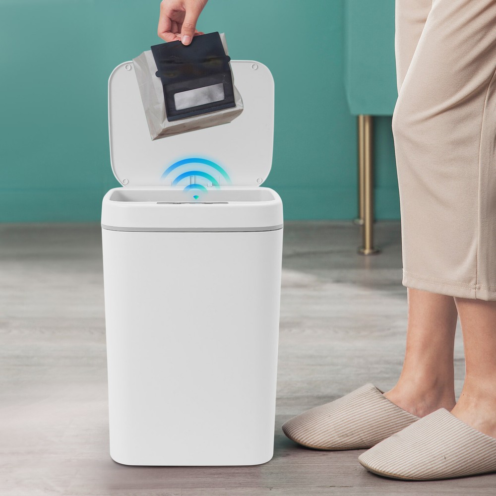 Smart Trash Can 16l White Waste Bin for Kitchen Or Office Touchless Senso