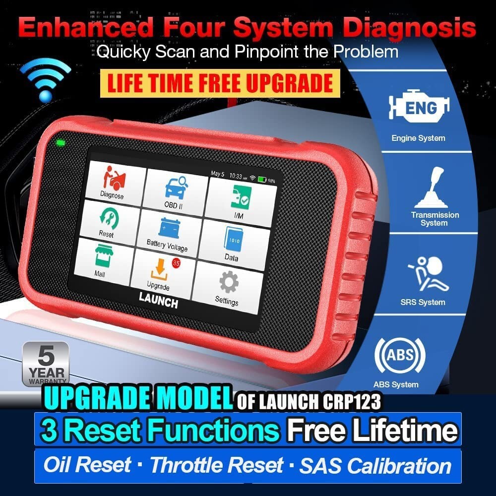 LAUNCH CRP123E Elite Car OBD2 Scanner Code Reader Engine ABS SRS Diagnostic Tool