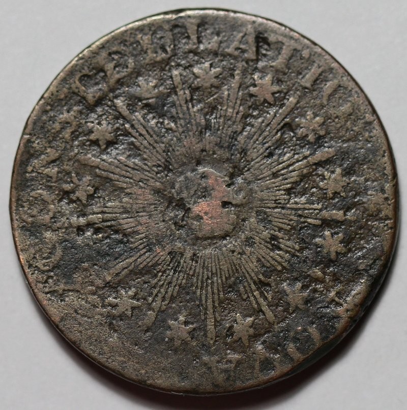 1783 Nova Constellatio Copper Colonial Coin, Pointed Rays