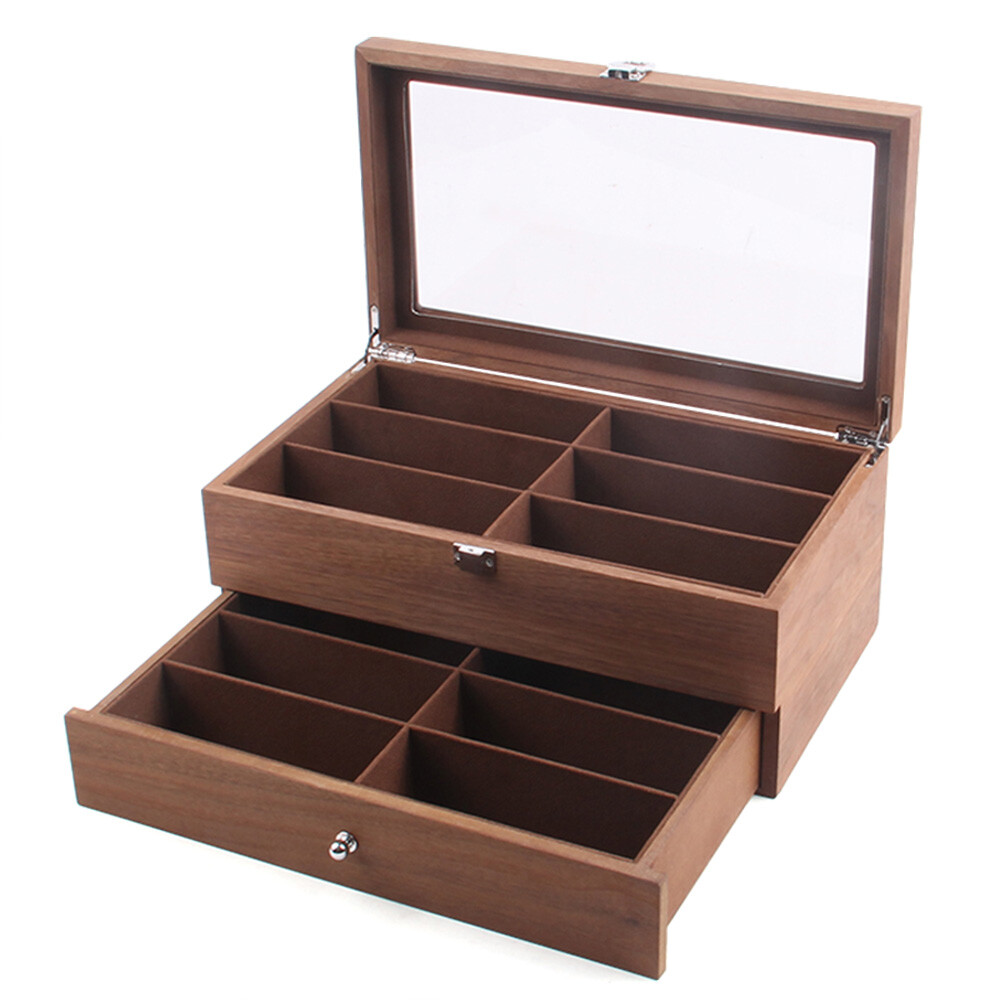 Eyeglass Case Storage Sunglass Display Box 12Bits 2 Layer Collect Organizer Gift
