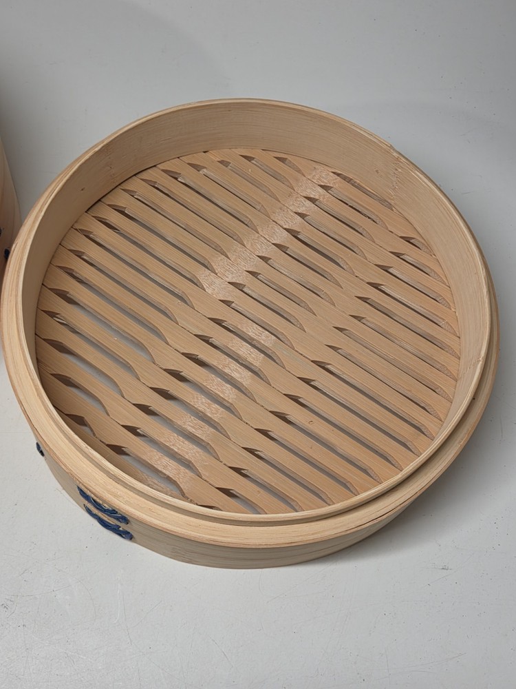 BLUE GINGER Bamboo Steamer Basket Dumpling Steamer, Two Tier Design