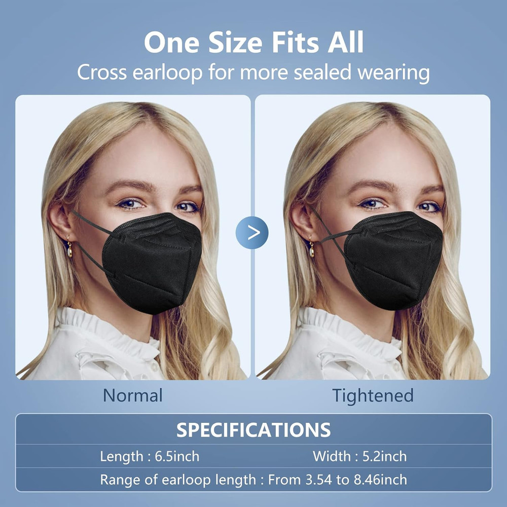 Face Mask 50 Pack Breathable 5-Layer Filter Efficiency≥95%