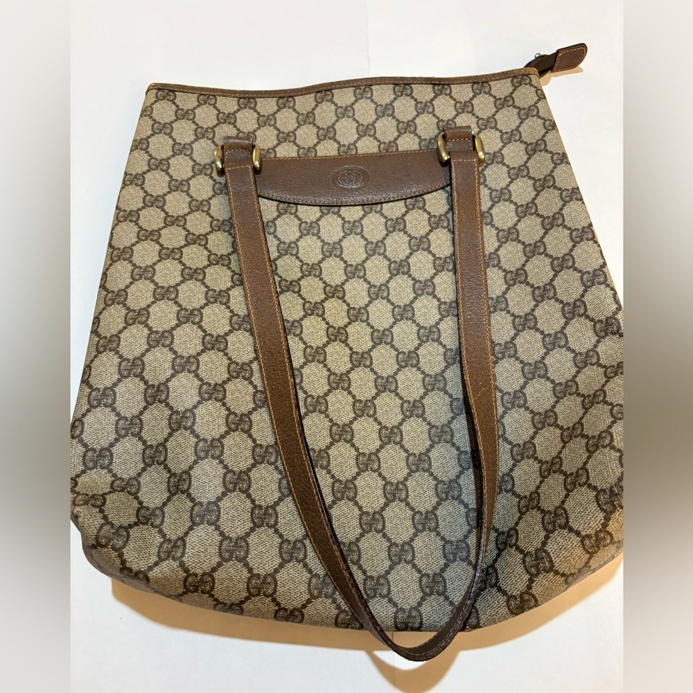 Gucci Beige and Brown Monogram Shoulder Bag