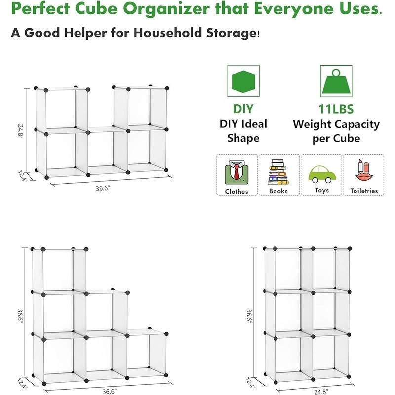 Versatile Cube Storage Shelf Books Clothes Toys Easy Assembly Large Capacity New