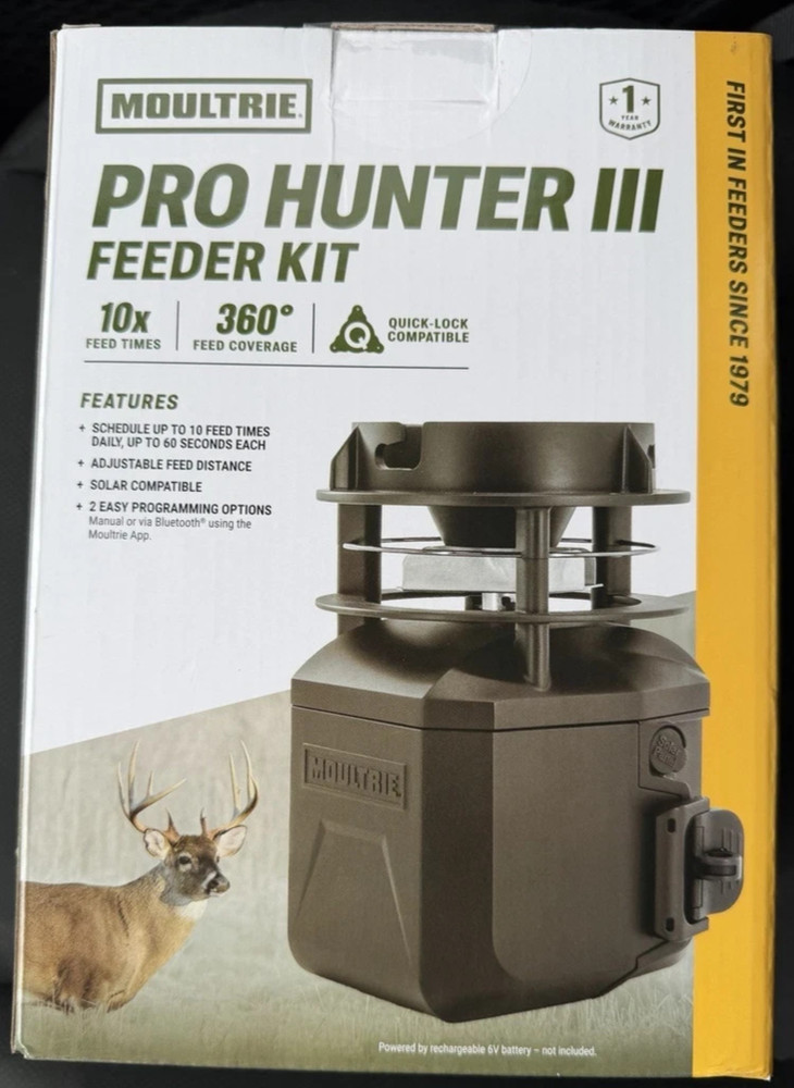 Moultrie Pro Hunter III Deer Feeder Kit Quicklock Adapter Bluetooth Connect
