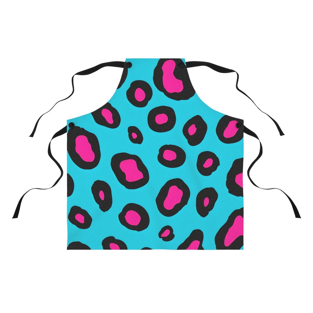 Turquoise Pink Leopard Apron | Animal Print Kitchen Apron