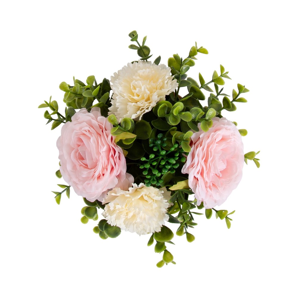 (2 pack 4.5” Artificial Floral in Wood Grain Ceramic Container