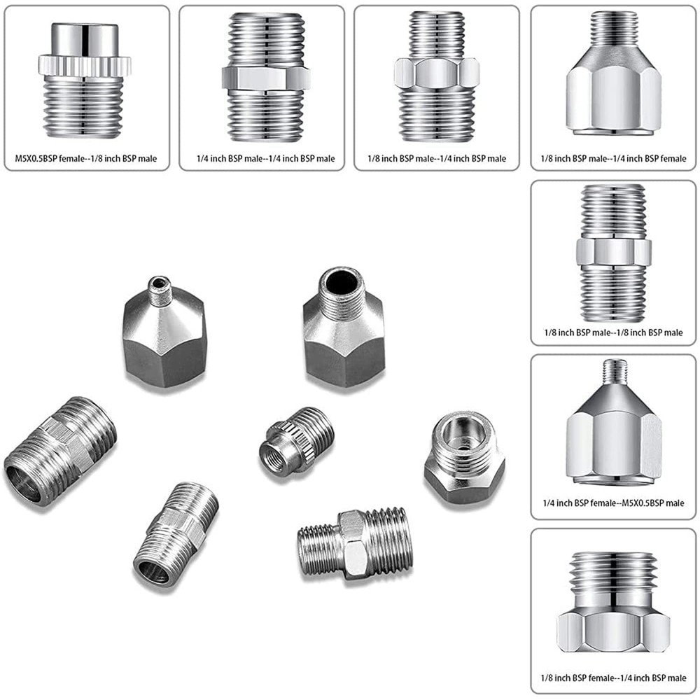 14pcs Multi-Size Airbrush Adapter Set Quick Release Disconnect Coupler Kit