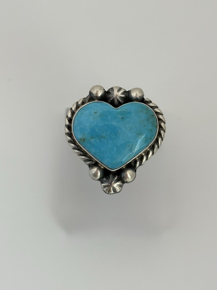 sterling silver turquoise heart ring size adjustable