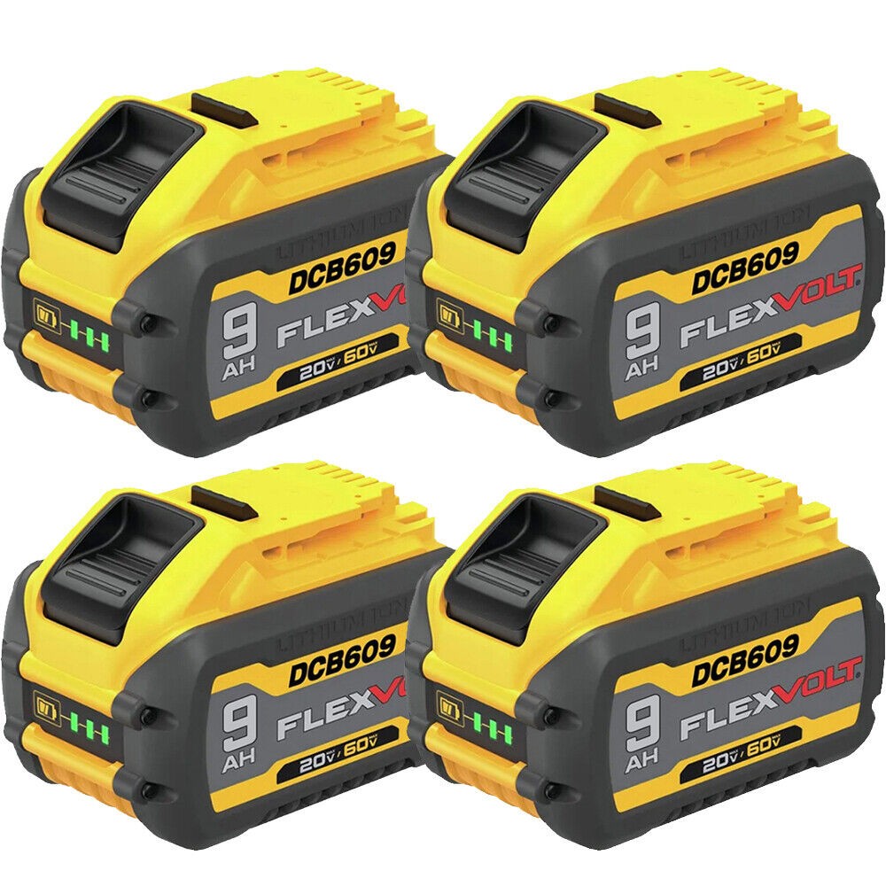 4PC 9Ah 20V/60V MAX Replacement for DEWALT Battery Lithium DCB615 DCB606 Tool