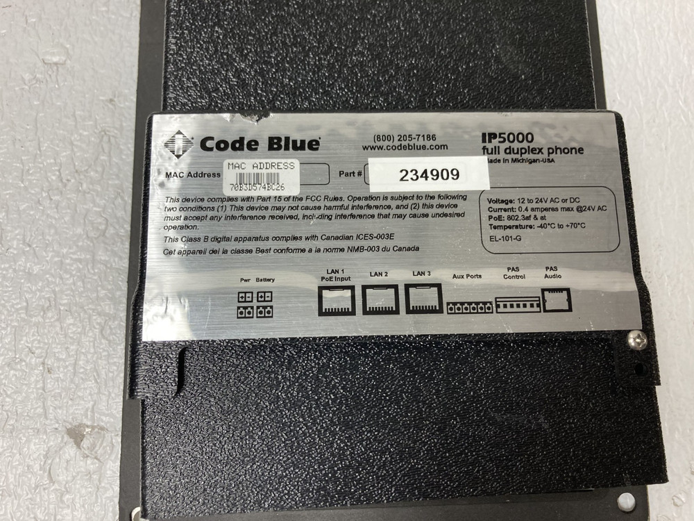 Code Blue IP5000 Code Full Duplex Phone Intercom