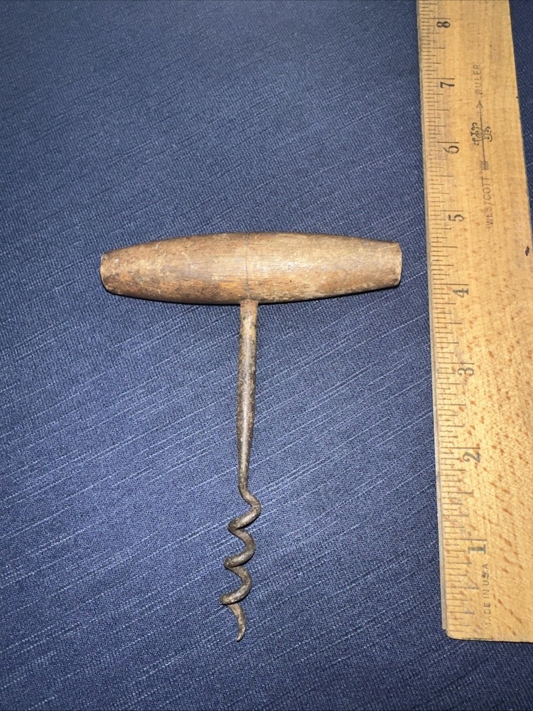 Vintage Corkscrew With Wood Handle.