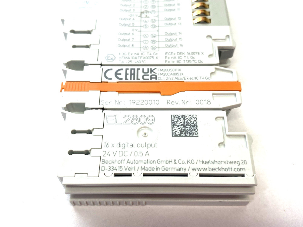 Beckhoff EL2809 EtherCAT 16-Channel Digital Output Terminal 24VDC/0.5A