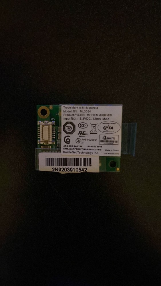 MOTOROLA ML3054 NOTEBOOK MODEM BOARD (A/W ML3054) Used