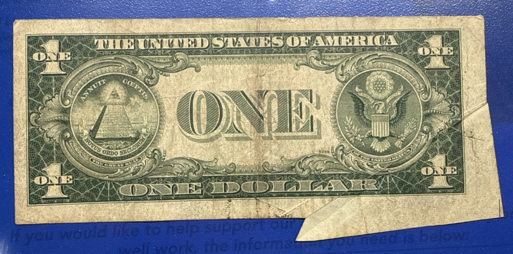 1935D SILVER CERTIFICATE MAJOR PRINT FOLD ERROR 9852F