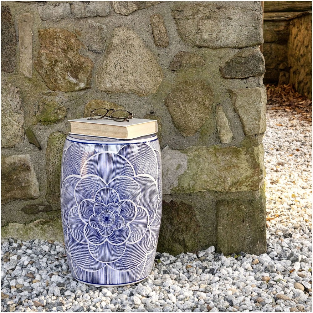 JONATHAN Y Lighting TBL1005 12"W Ceramic Framed Coastal Accent - Blue