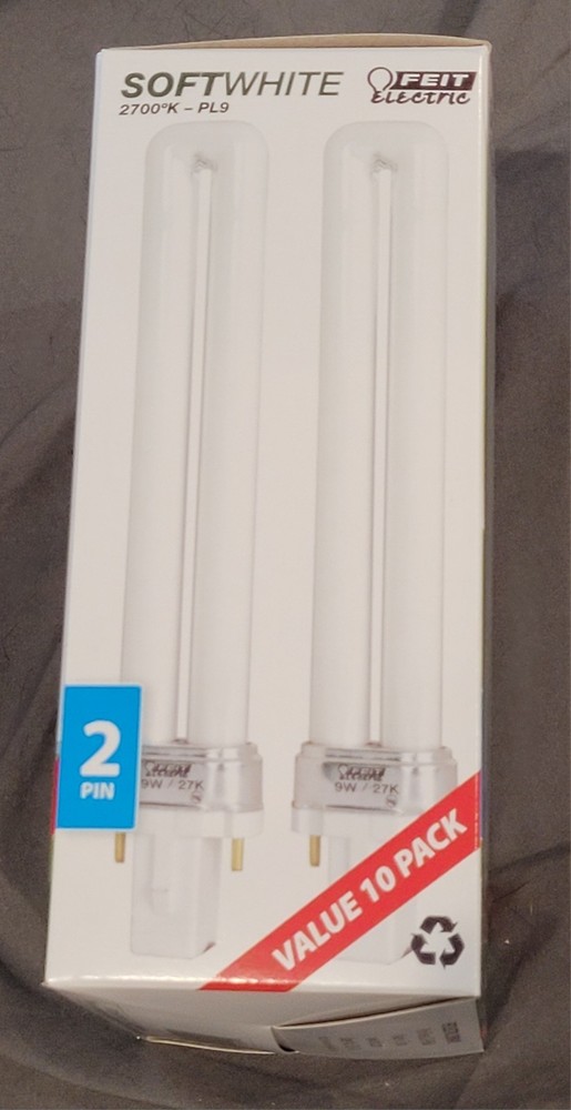 10 Pack Feit Electric 9 Watt  Replacement Bulbs- PL9/41 - 2 Pin- Soft White