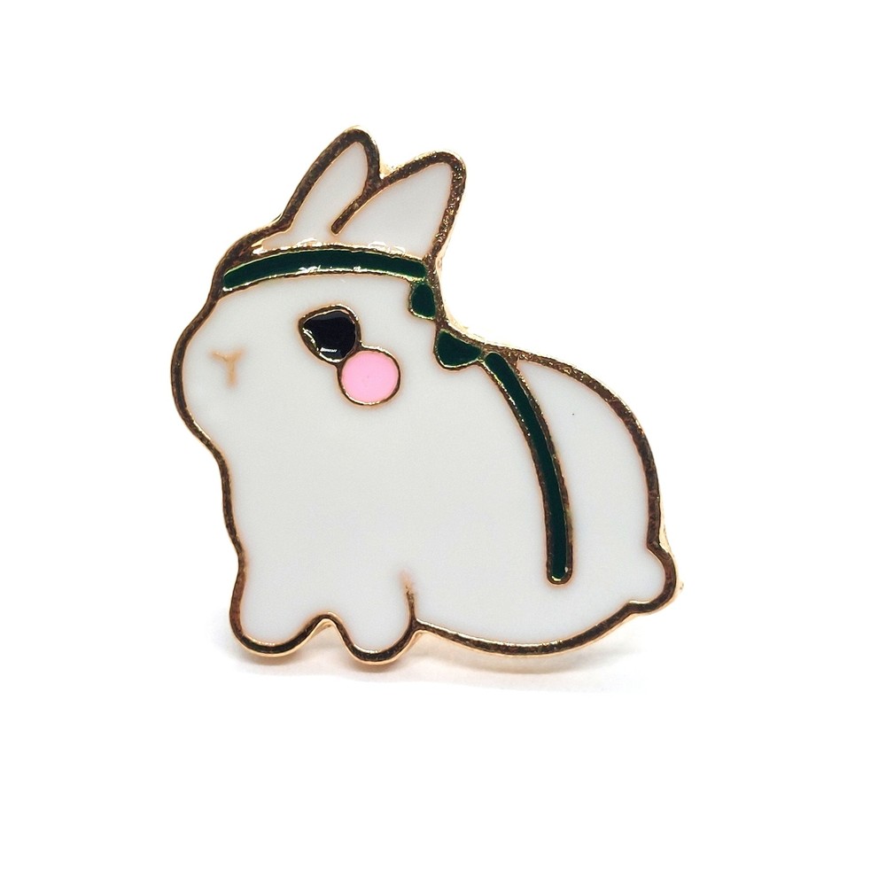 White Bunny Rabbit Pin Lapel Enamel Collectible