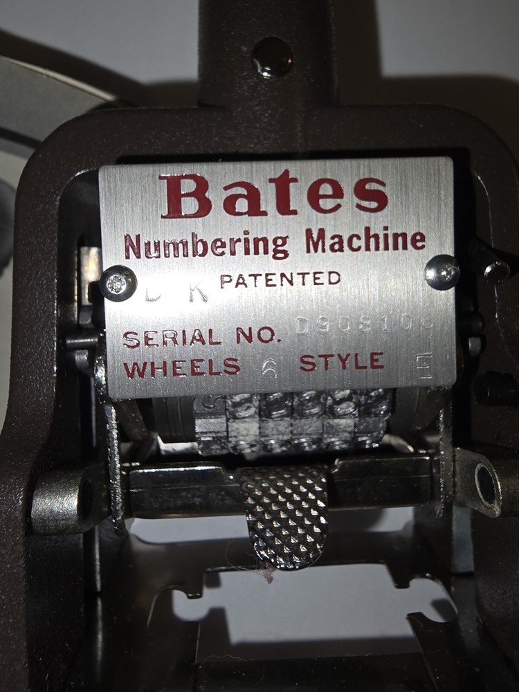 Vintage Bates Numbering Machine In Original Box Instruments Ink Packet Unopened