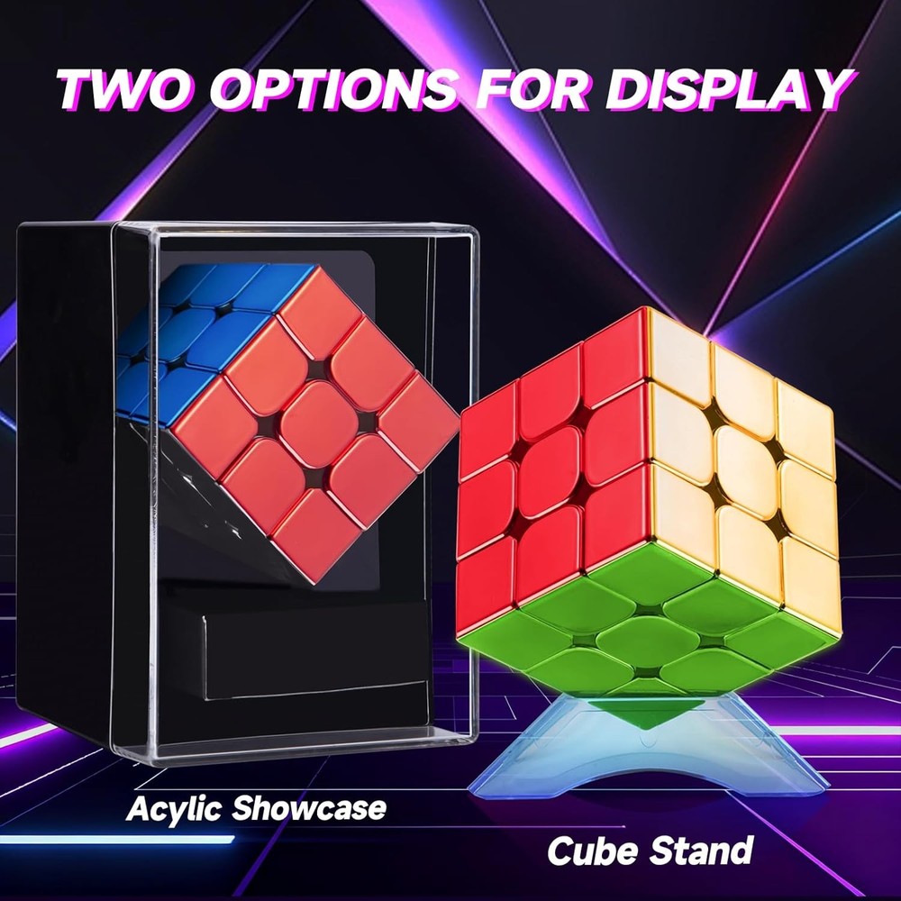 Speed Cube 3x3, Metallic Magic Cube 2025, Magnetic Reflective Mirror Cube, Stick