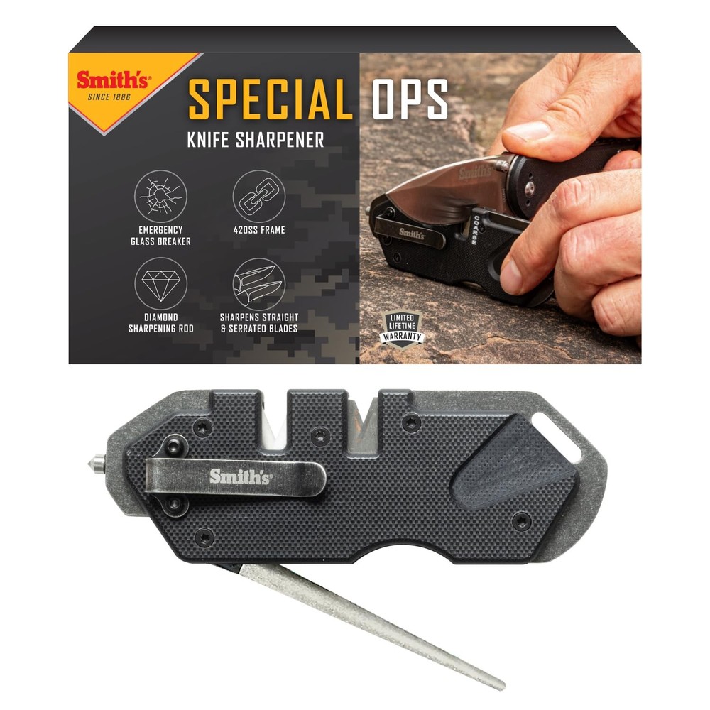 Smith’s 50979 Pocket Pal Tactical Knife Sharpener - Black - 2 Stage Sharpener...