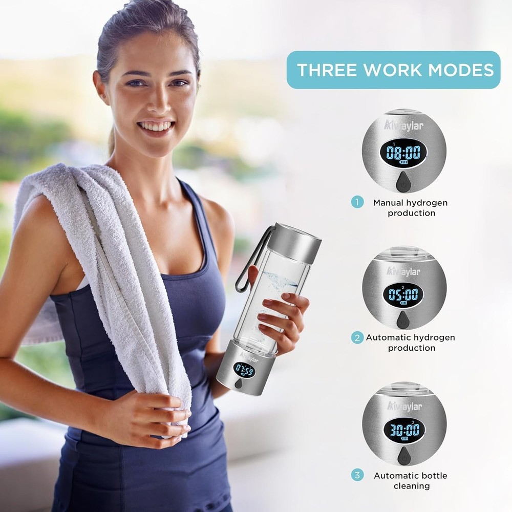 Hydrogen Water Bottle - Portable, Rechargeable, LED Timer,3 Work Mode.(360ML)..