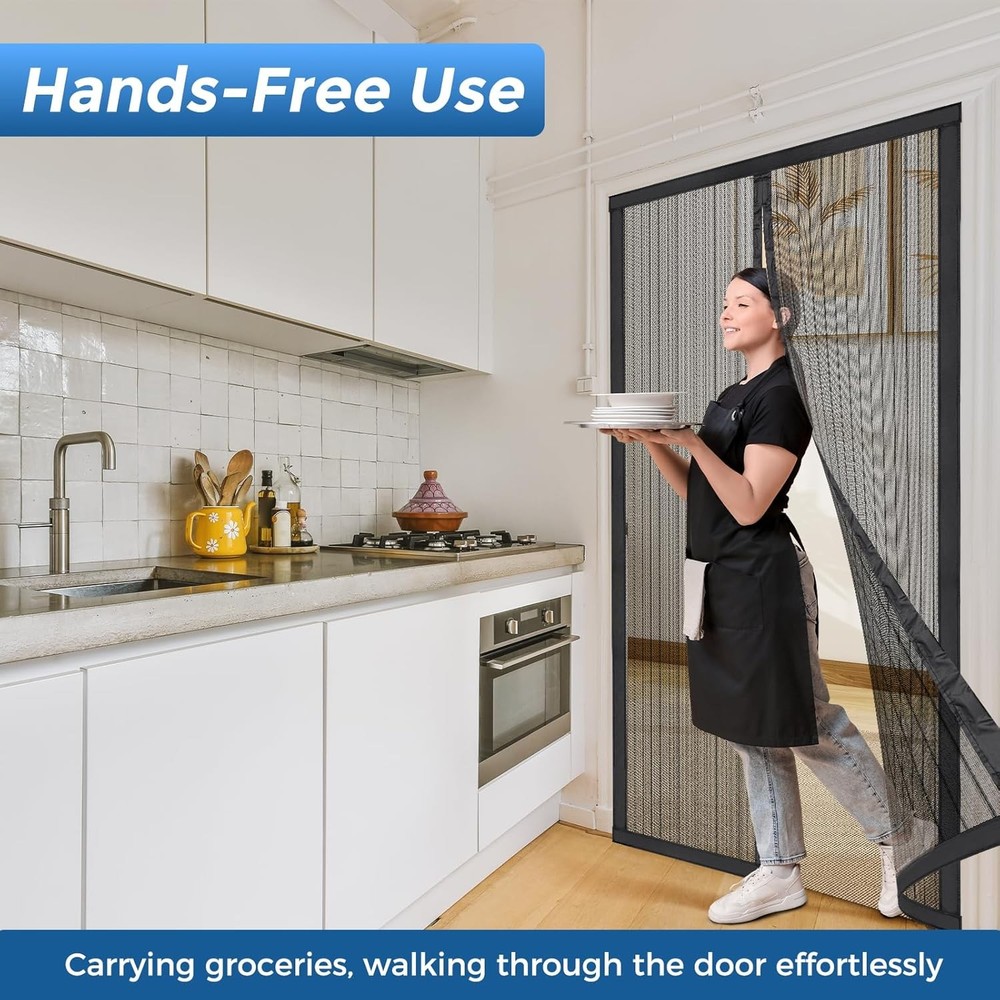 Magnetic Screen Door for 36"x82" Openings - Easy Install Polyester Mesh