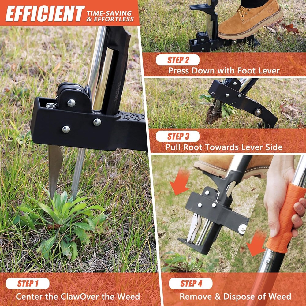 Weed Puller Tool, Gardening Stand-Up Weeder Puller with Ergonomic 39.3" Long Han