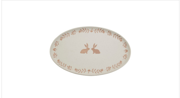 Haven 16" Easter Bunny Ceramic Oval Serving Platter - Natural with Black Speckle