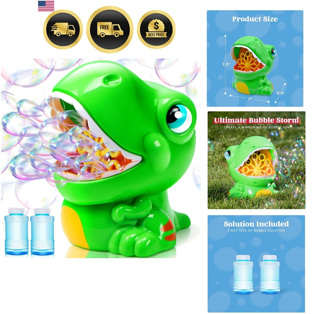 Dinosaur Bubble Machine, Bubble Machine Gun Blower with Solutions for Kids, S...