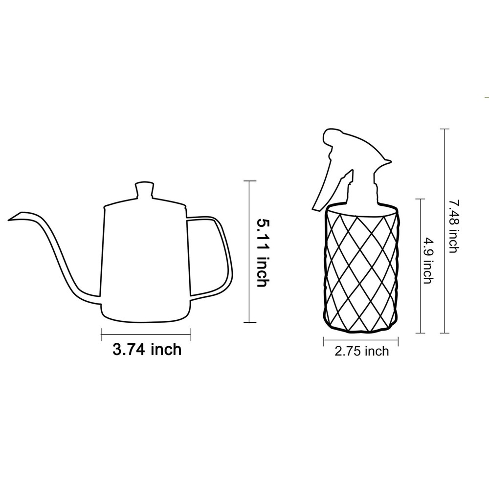 OFFIDIX Watering Can for Indoor Black + Grey Spray Bottle
