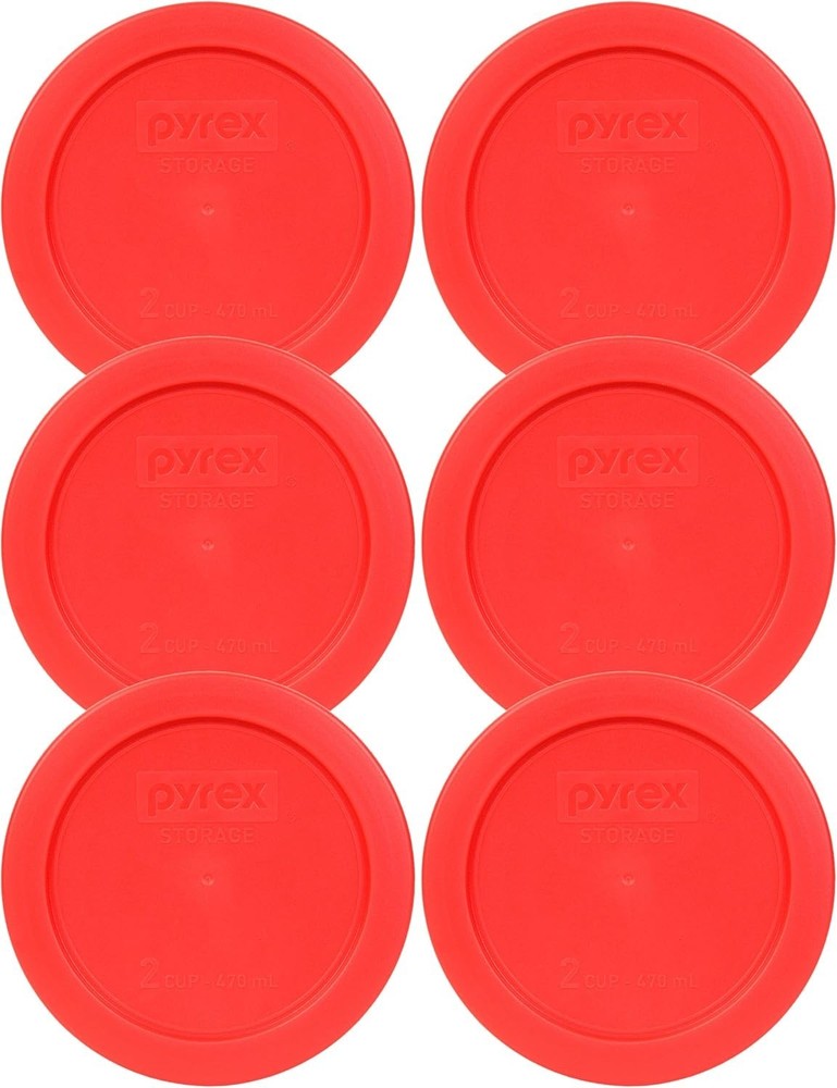 7200-PC 2-Cup Red Food Storage Replacement Lid 6-Pack -