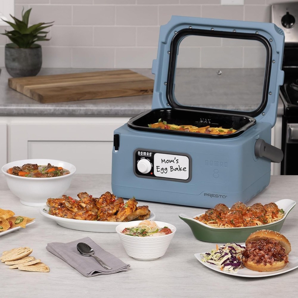 0 8-Quart Nomad Traveling Slow Cooker, Blue