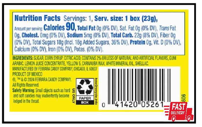 Lemonhead Candy 0.8 Ounce Box Pack of 24