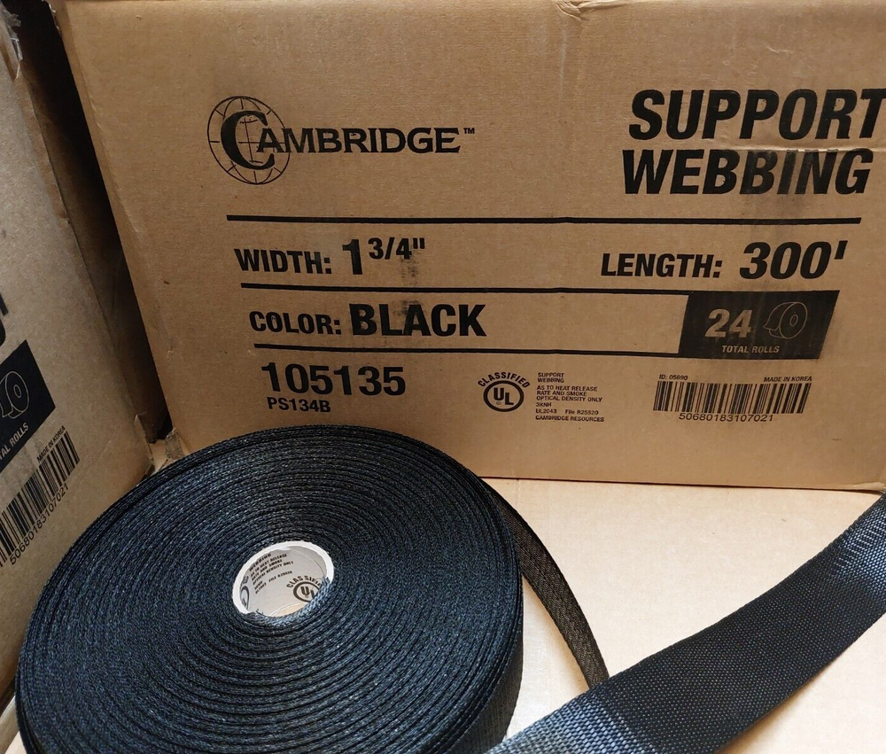 Cambridge Duct Strap Support Webbing 300' x 1.75" Black Polypropylene 440lb