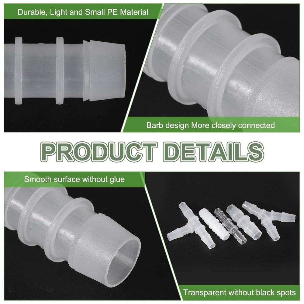 5pcs Plastic Barb Fitting 1-1/4"x1-1/4" Pipe Fitting Clear