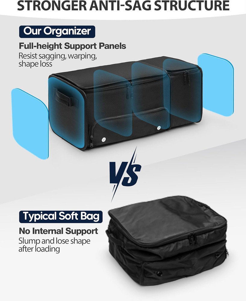 Golf Trunk Organizer with Built-In Hard Frame & Insulated Cooler Compartment, Ve