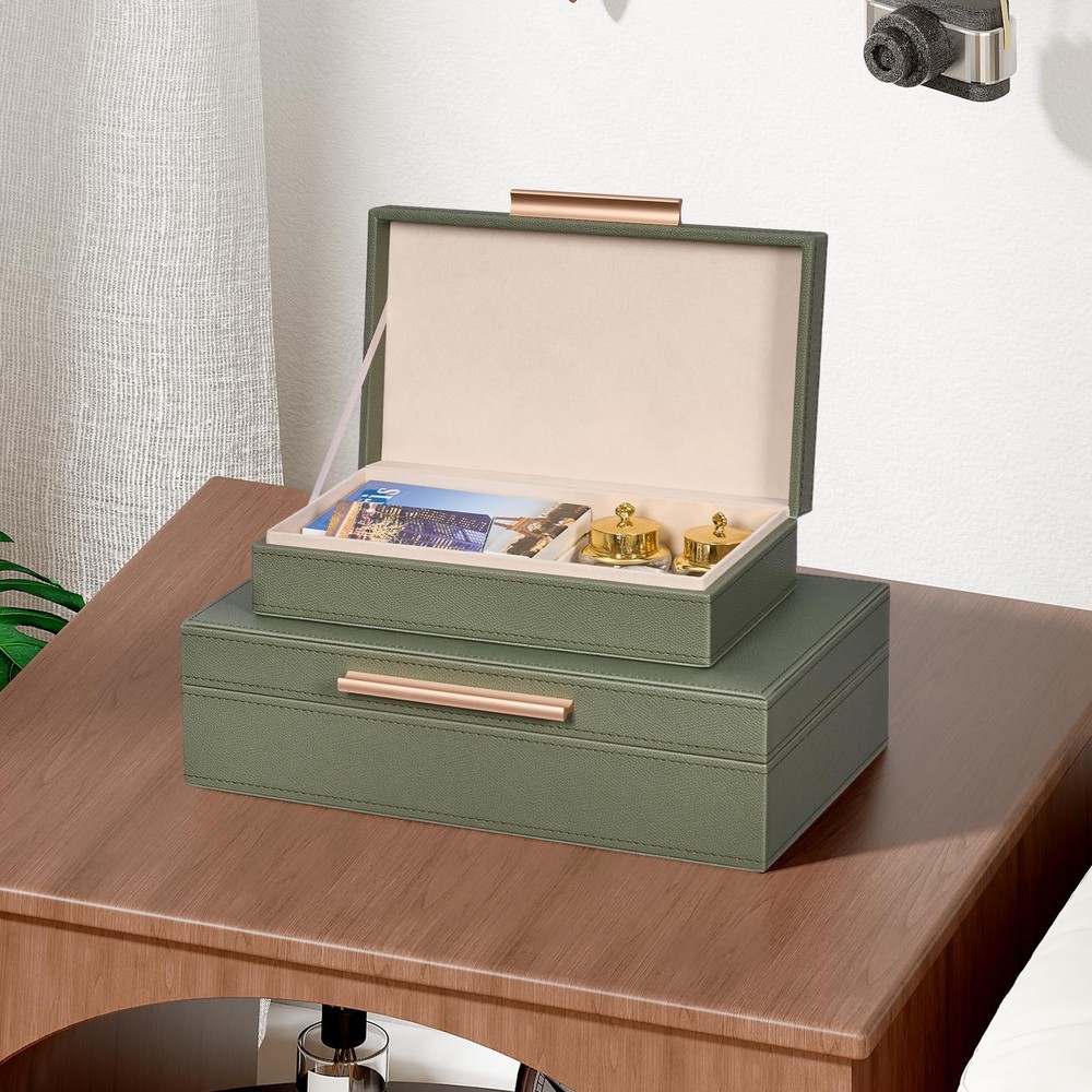 Decorative Boxes with Lids 2-Set, Memory Box for Keepsakes, Saving Space, Bea...