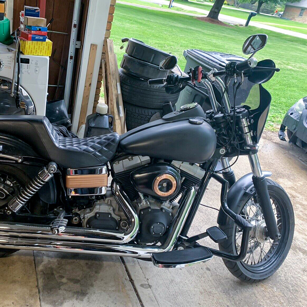 Black Highway Engine Guards Crash Bar for Harley Dyna Super Glide FXD FXDC FXDB