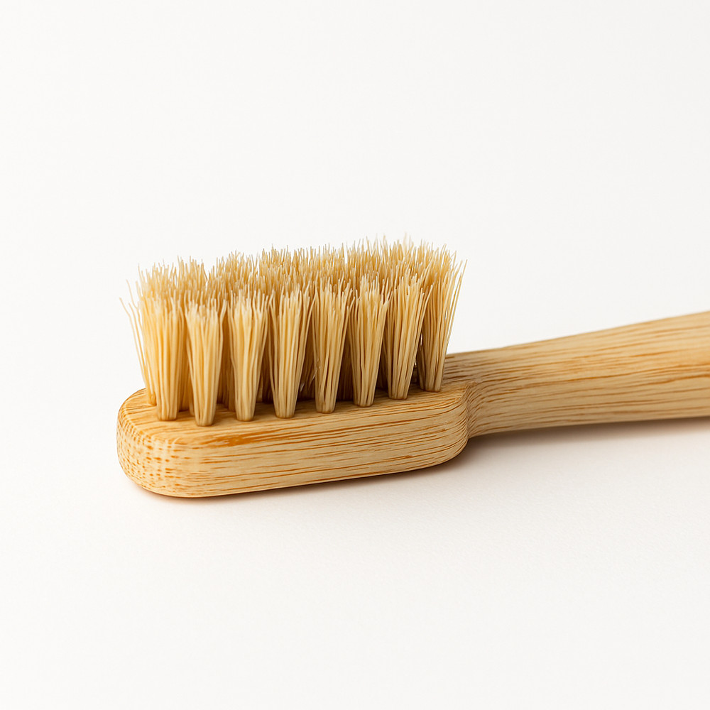 Holidentix Manual Toothbrush, Bamboo Handle, Boar Bristles, Biodegradable, Plast