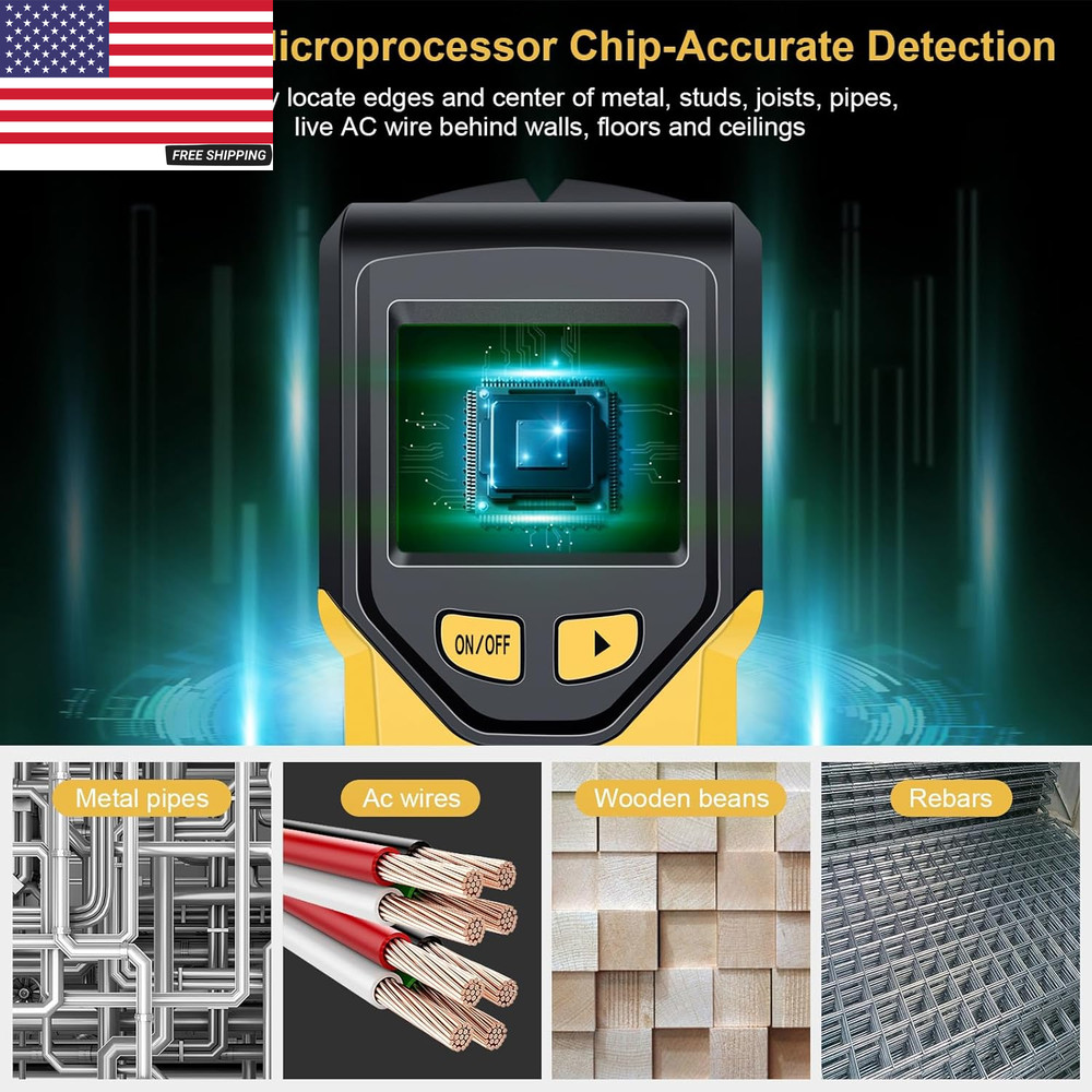 Stud Finder Wall Scanner - 5 in 1 Stud Finder Tool W/Microprocessor Chip and HD
