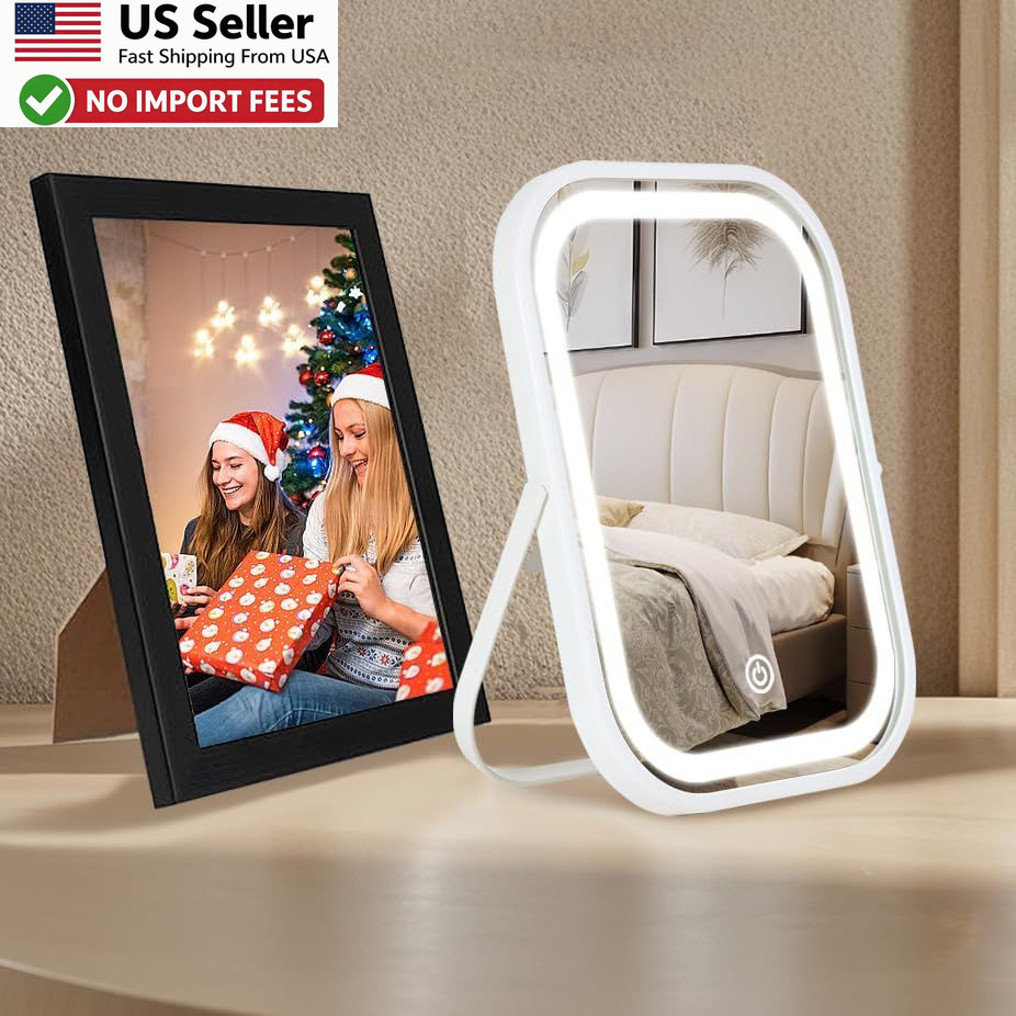 YEKKOPT Travel Makeup LED Mirror 1200mAh Dimmable Folding Compact FROM USA
